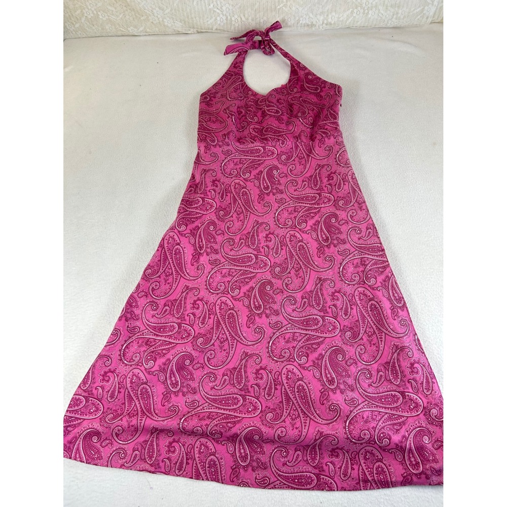 J.Crew Halter Dress Women 2 Pink Paisley Boho Coastal Summer Vacation Retro Chic